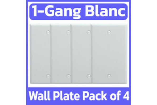 4 Pack Blank Wall Plate 1-Gang White Face Plate No Device Outlet Wallplate Cover