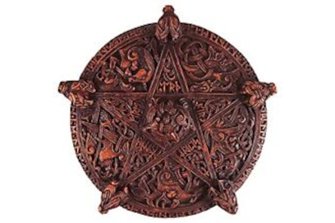 Large Knotwork Pentacle Wall Plaque Wood Finish