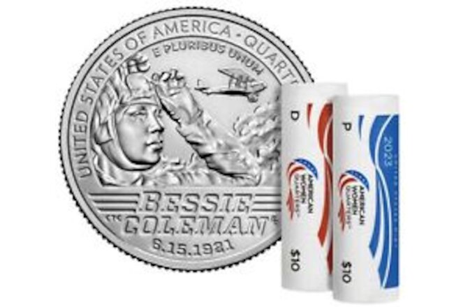 2023 Bessie Coleman Quarters - US Mint Two Roll Set P - D (23WRA) FREE DELIVERY