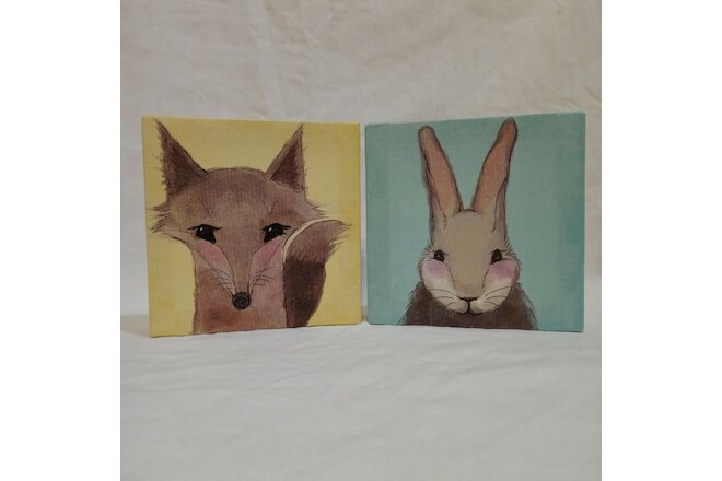 Lot Of 2 6" Lot 26 Studio Fox And Rabbit Wall Art Canvas Prints