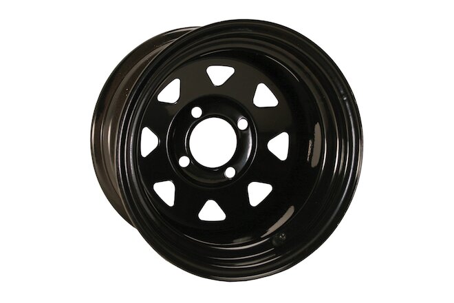 Set of 4 Golf Cart 12x7 Spoked Black Glossy Wheel with Stem (2:5 Offset)