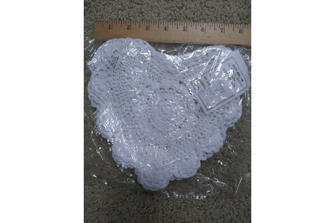 NEW Doily Lot of 12 White 8" Crochet Heart Doilies Free US Shipping