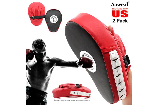 2 Boxing Focus Mitts Training Punch MMA Boxing Strike Curved pad Kick Muay Thai