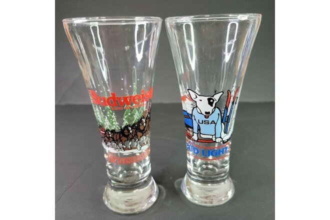 Budweiser 1987 Spuds Mackenzie and 1988 Clydsdale Christmas Pilsneir Glass