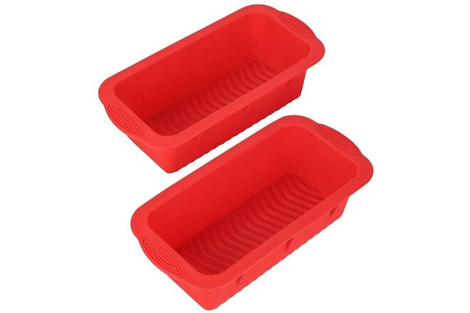 Set of 2 Silicone Rectangle Bread Mold and Loaf Pan Nonstick DIY home made Cake
