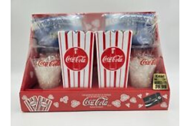 NEW Vintage Coca-Cola GIFT SET Glasses and Popcorn Buckets - SEALED