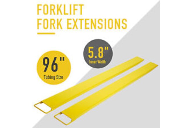 96" x 5.8" Forklift Extension Pallet Forks - Pair - High Tensile Steel - USA