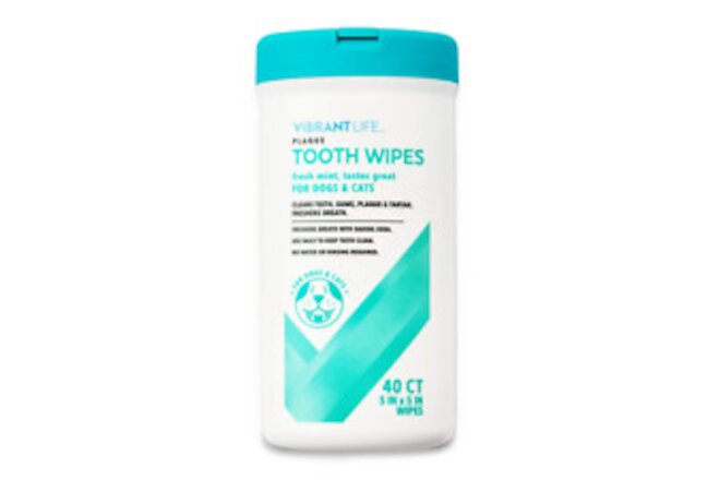 Plaque Tooth Wipes for Cats & Dogs, 40 Count