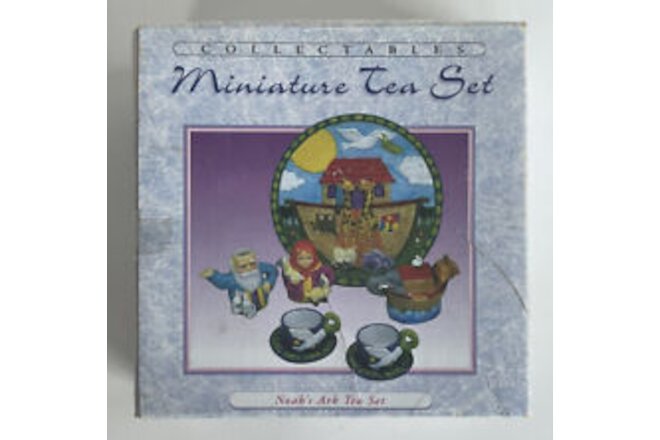 Vintage Noah’s Ark Miniature Tea Set 10 Pieces Hand Painted 1996 NOS