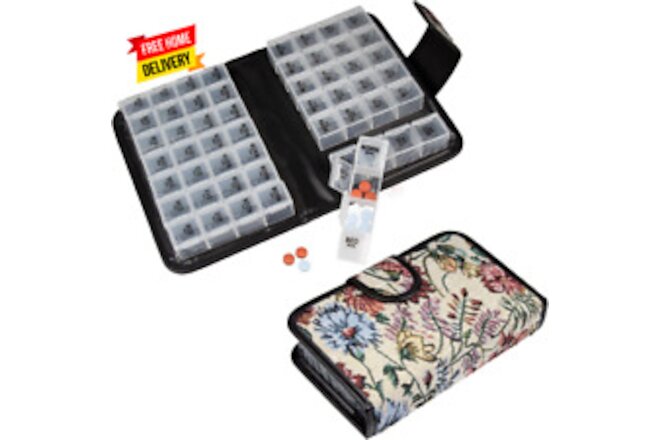 Floral Pill Case Box, 14 Day Pill Holder Pill Container & Medication Organizer,