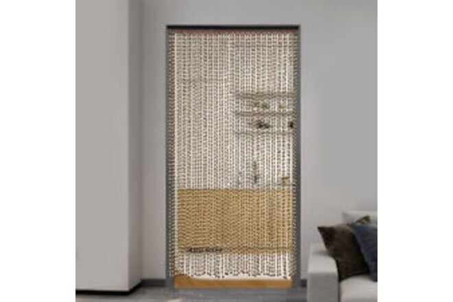 Boho Natural Wood and Bamboo Beaded Curtain for Doorway Room Divider 74.8 inch