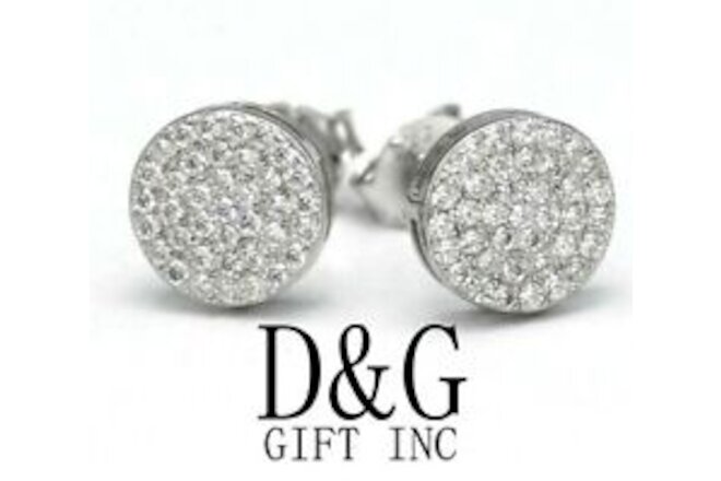 DG Men's Sterling Silver 925 CZ Icy Bling 8mm Round Studs*Earring Unisex*Box
