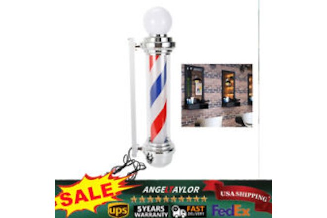 Barber Shop Pole Rotating Light Hair Salon Red/Blue/ White LED Stripes Sign Lamp