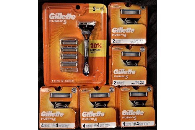 21x Gillette Fusion 5 — Razor Blade Cartridges + 1 Razor = (BRAND NEW!)