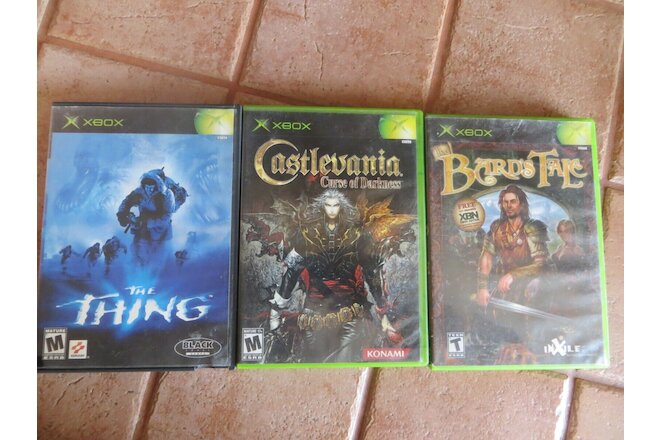 Lot of 3 XBox Games - The Thing, Castlevania & Bard's Tale - All With Cases