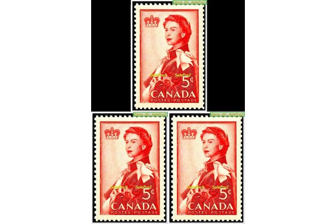 3x CANADA 1959 CANADIAN ROYAL VISIT QUEEN FACE 15 CENT VINTAGE MNH STAMP LOT