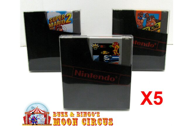 5x NINTENDO NES GAME CARTRIDGE - CLEAR PROTECTIVE BOX PROTECTOR SLEEVE CASE