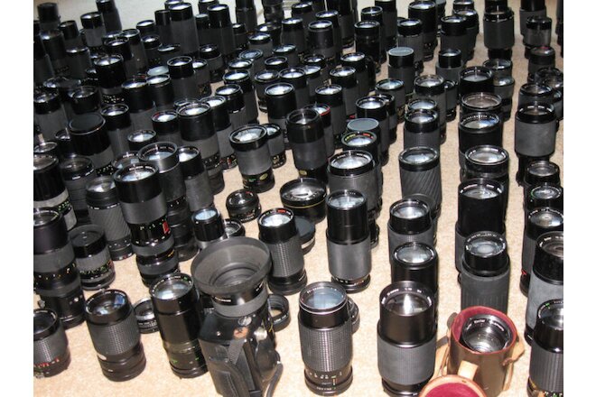 Huge Lot of (273) Vtg Camera Lens Canon Nikon Sigma Minolta As-Is With Issues