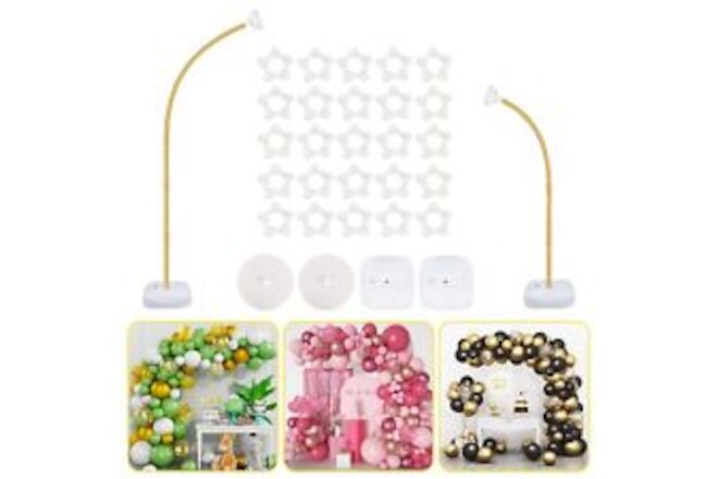 8FT & 6FT Gold Balloon Arch Stand Kit Bending Top Balloon Arch Column Kit wit...