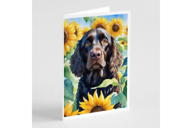 American Water Spaniel Sunflowers Cards Envelopes Pk of 8 DAC6011GCA7P
