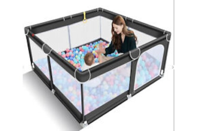 TODALE Baby Playpen for Toddler, Baby Playard 50”x50” NEW- No Mat- Black