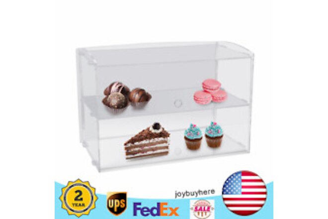 2-Tray Acrylic Bakery Clear Pastry Pastries Display Case Cafe Hotel Counter Bars