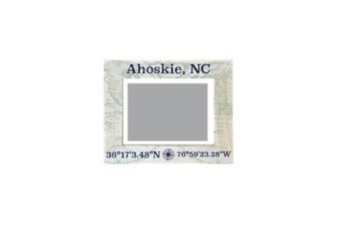 Ahoskie North Carolina Souvenir Wooden Photo Frame Compass Coordinates Design