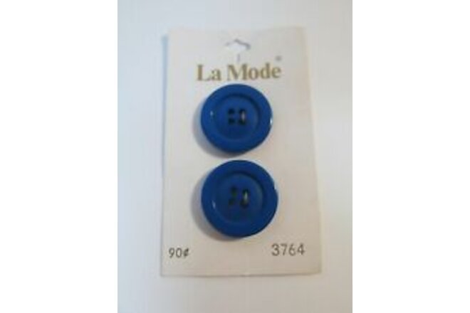 Vtg La Mode 2ct ROYAL BLUE Buttons on Card Style 3764 7/8" Mod Estate Find NOS
