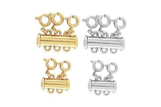 4Pcs 2 Sizes Necklace Layering Clasps, 2 Colors Layered Necklace Clasps, Multi