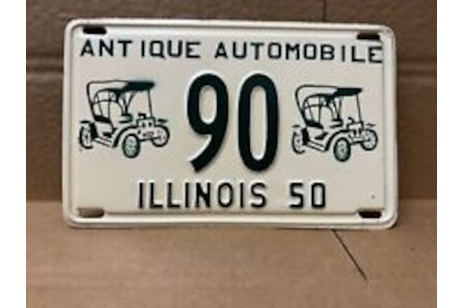 NOS 1950 Illinois Antique Auto Vehicle State Fair License Plate Ford Chevy Olds