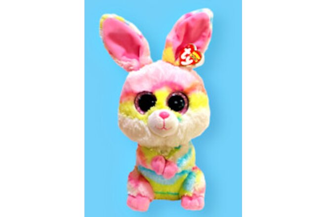 Ty Beanie Boos Silk LOLLIPOP Tie Dyed Easter Bunny Rabbit Plush Stuffed 12 Inch
