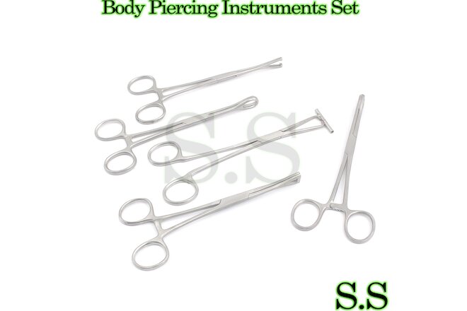 5 Pieces Body Piercing Instruments kit Tools Penington Forceps DS-1116