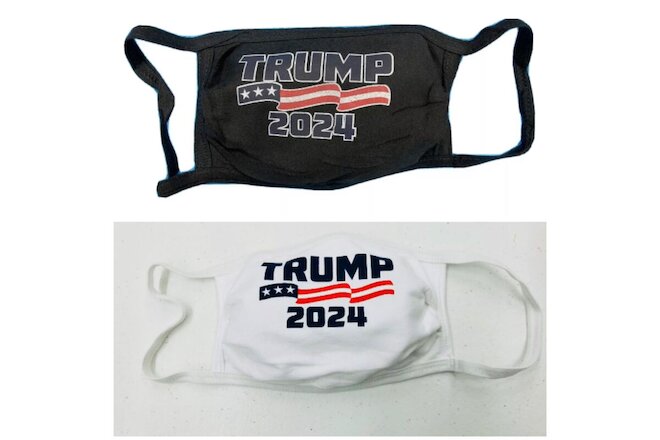 2 Pieces USA Made President Donald Trump 2024 Reusable Cotton Face Mask Cover