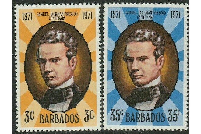 BARBADOS -1971- Samuel Jackman Prescod, Centenary 1871-1971 - Set/2 - Sc#362-363