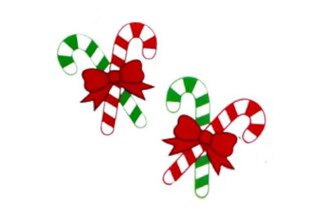 6PC Candy Cane Flatback Embellishment Hair Bows Crafts Gift Wrap Cupcake Toppers