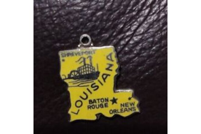 Vintage Mississippi Cloisonné Hard Enamel Souvenir State Map Charm