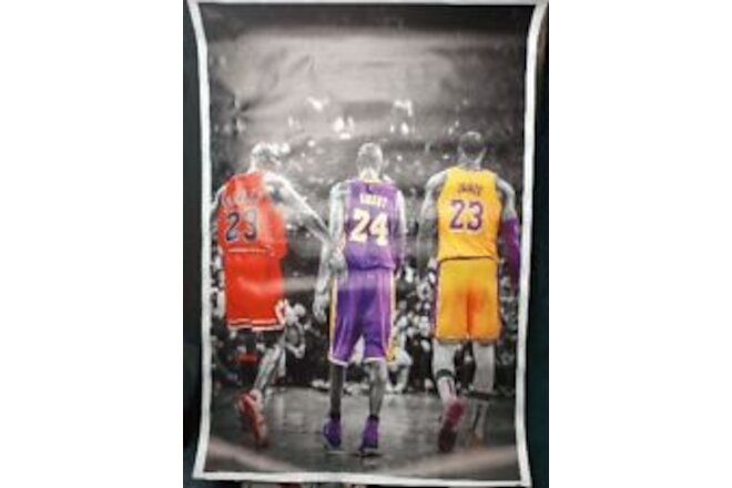 Michael Jordan Kobe Bryant Lebron James Canvas Print Basketball Poster 16x24