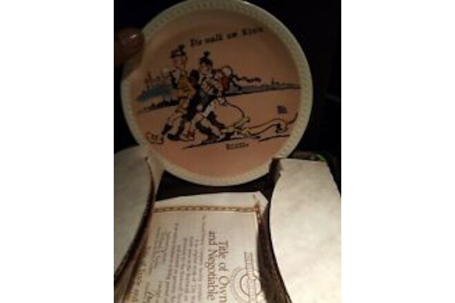 Rockwell on Tour Collector Plate #9158D Newell Pottery Co."Die Walk am Rhein"
