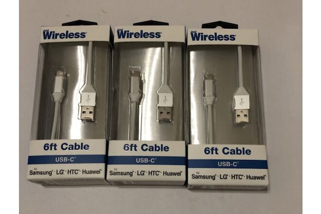 3X Just Wireless 6 ft USB-C Cable for Samsung LG HTC Huawei