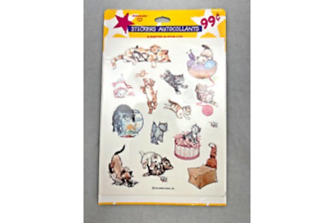 VINTAGE Ambassador Hallmark Autocollants 1980's Cat Kitten Stickers 2 Sheets