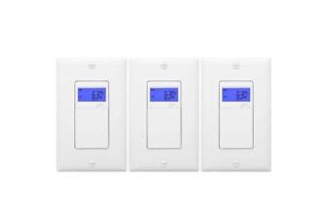 TOPGREENER Timers 15-Amp 7-Day Programmable Indoor Digital w/ Wall Plates 3-Pack