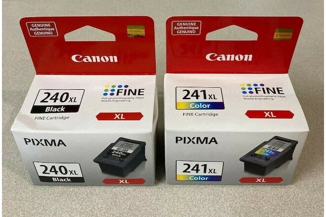 Genuine Canon 240XL Black and 241XL Color Cartridge NEW/OEM Combo Pack