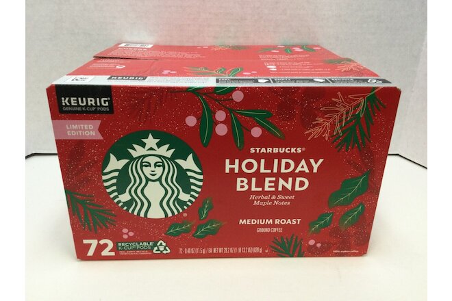 Starbucks Holiday Blend Medium Roast Coffee K-Cup Pods, 72 Count, JULY/2022