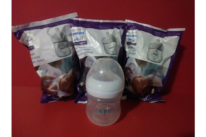 Philips Avent Natural Baby Bottle 4oz Brand New Factory Sealed Lot of 3