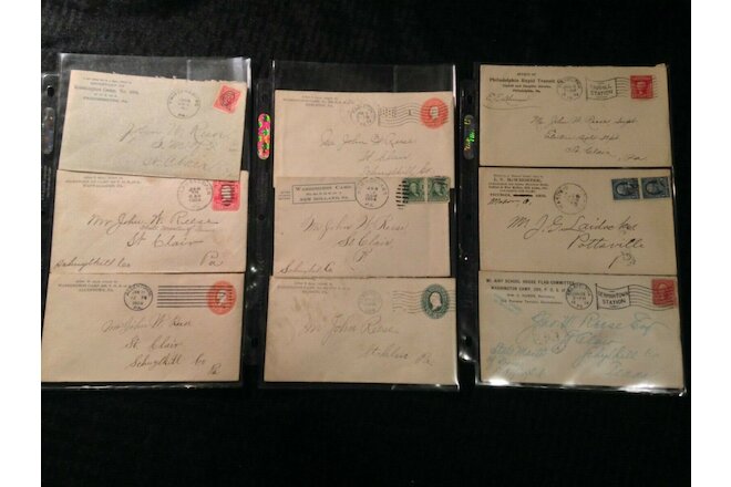 Lot of 10 Antique Letter Envelopes w/ Postage Stamped and Dated 1904