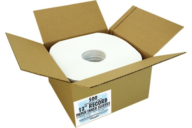 (500) 12” LP Vinyl Record Inner Sleeves - ARCHIVAL White Heavyweight Paper 12IW