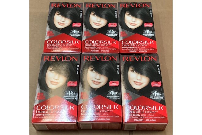 Revlon Colorsilk~(#11) Soft Black~Lot of 6~FREE SHIPPING
