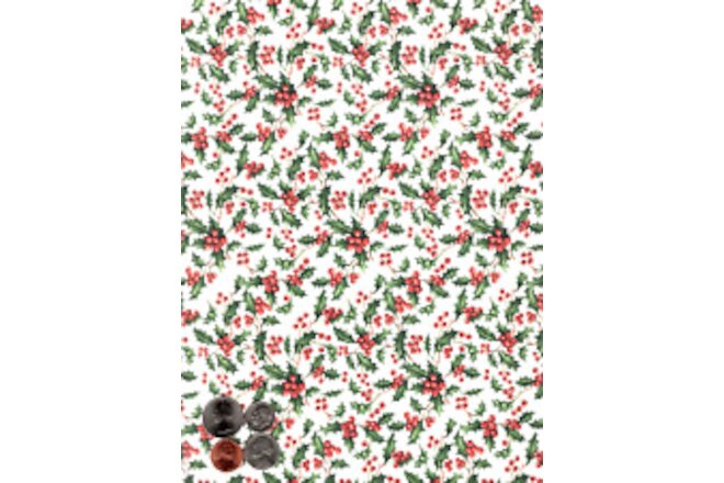 Allover Christmas Holly Berry Chintz 9 x 13.5 Inch Overglaze Ceramic Decal