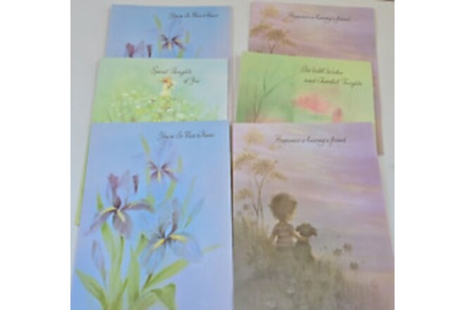 Vintage Set of 6 New Unused Greeting Cards Quality Craft Get Well Glitter
