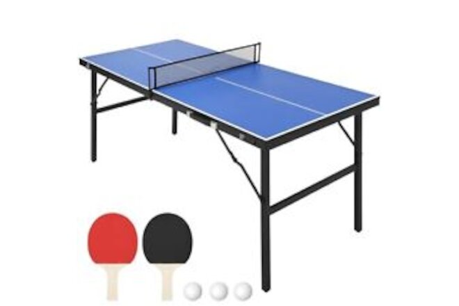 Foldable Table Tennis Table, Portable Table Tennis Table with 2 Table Tennis ...